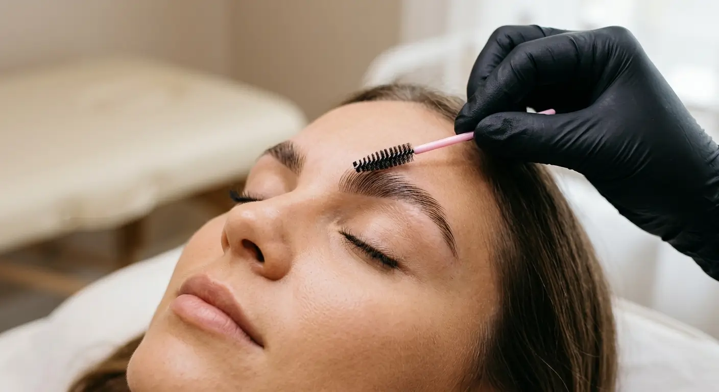 Brow lamination near me treatment in progress at Blacktown salon.
